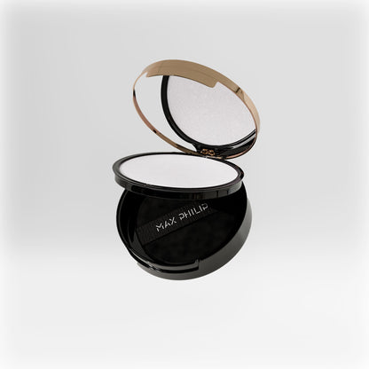 Max Philip Matte Shield Pressed Setting Powder compact with matte finish formula