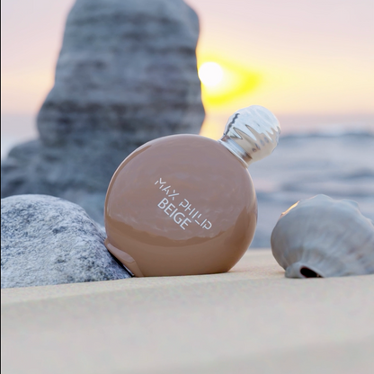 Max Philip Beige Eau de Parfum in an artistic scene reflecting softness and understated elegance