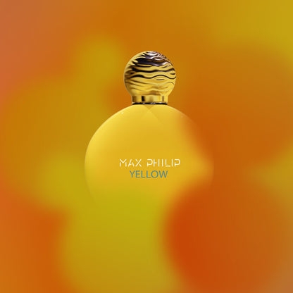 Max Philip Yellow Eau de Parfum in an artistic scene reflecting brightness and joy