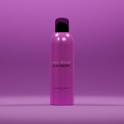 Max Philip Blackberry Deodorant Perfume Spray bottle with elegant deep purple tones