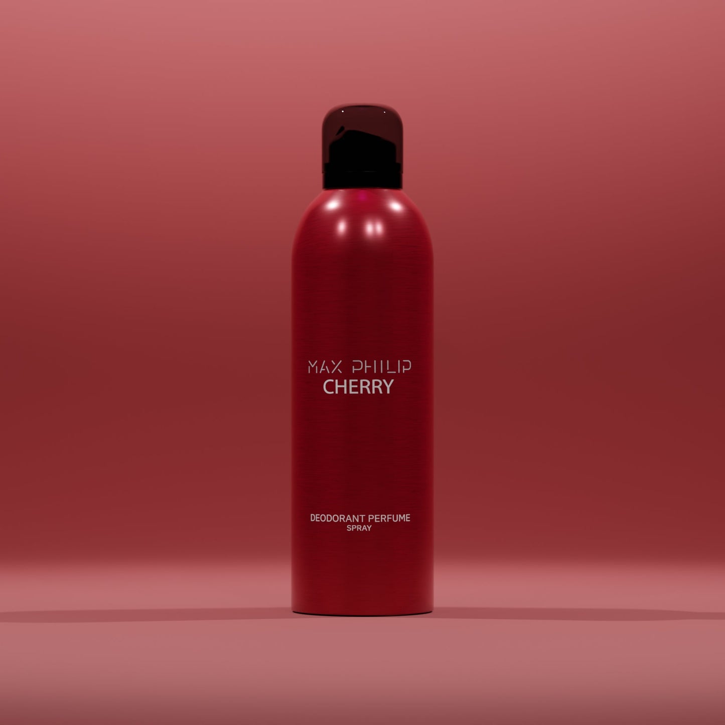 Max Philip Cherry Deodorant Perfume Spray bottle with bold red accents and fruity scent