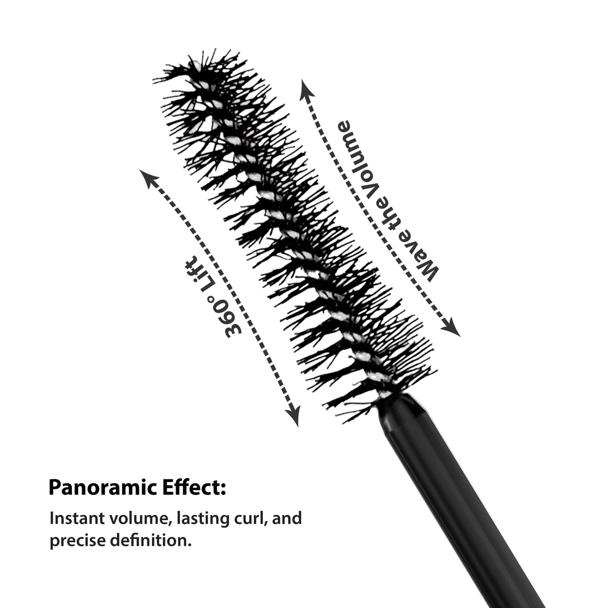 Lift & Curl Mascara on curved brush with wavy fibers – volumizing & defining lashes