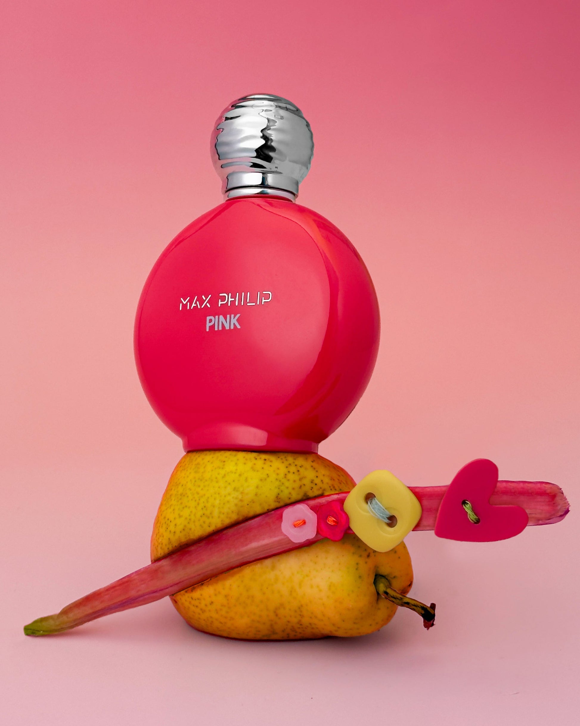 Max Philip Pink Eau de Parfum in an artistic scene reflecting softness and charm